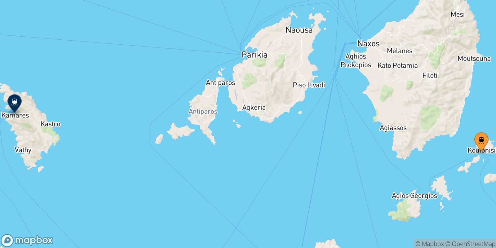 Mapa de la ruta Koufonissi Sifnos