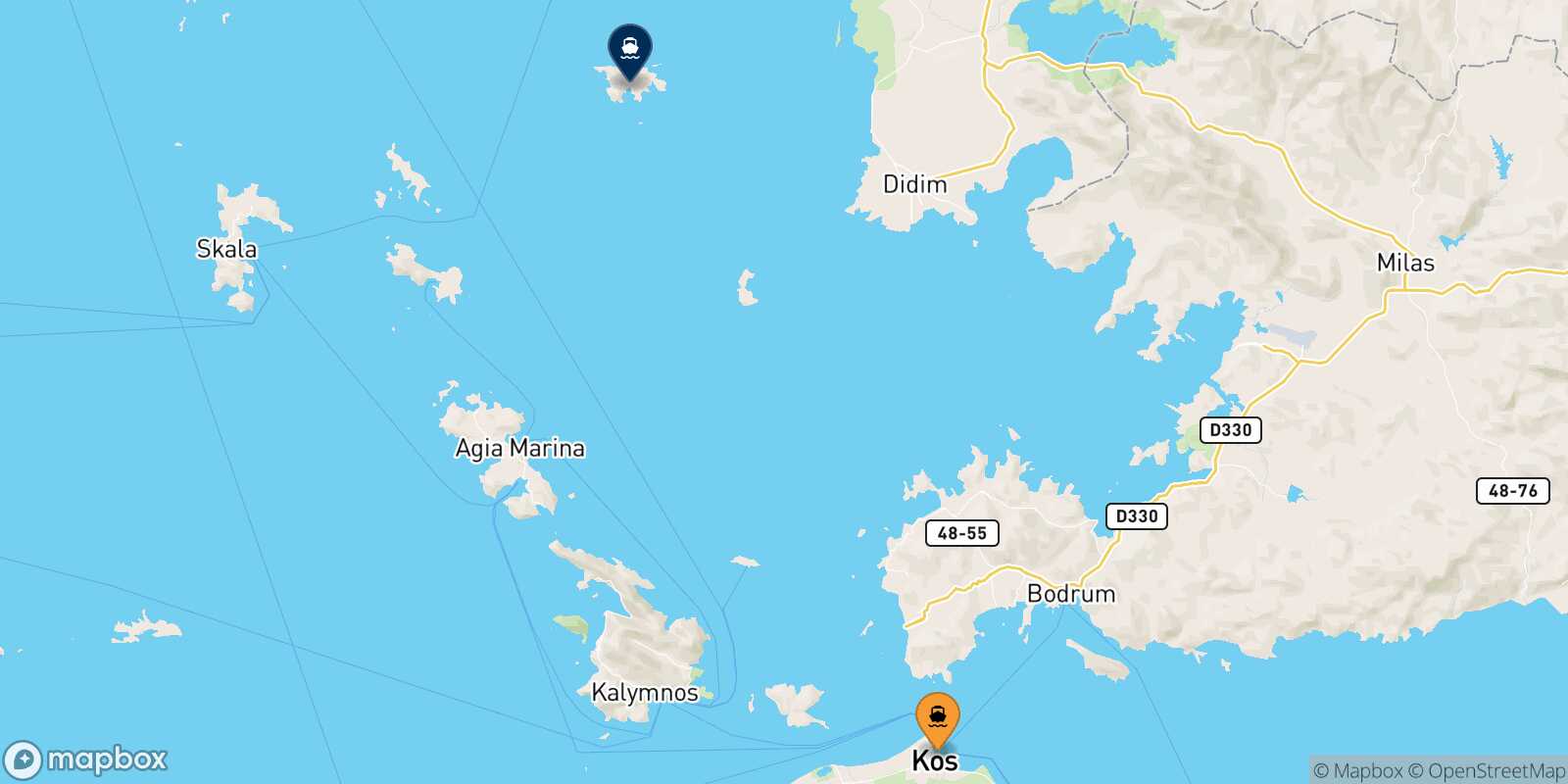 Mapa de la ruta Kos Agathonisi