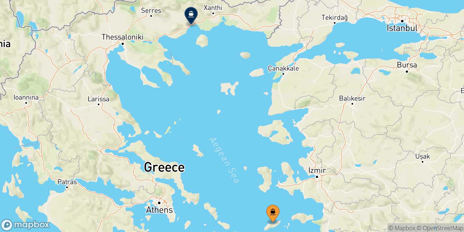 Mapa de la ruta Evdilos (Ikaria) Kavala