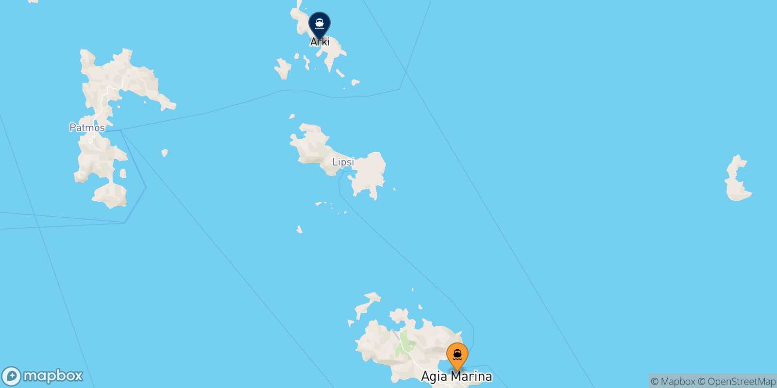 Mapa de la ruta Agia Marina (Leros) Arkyi