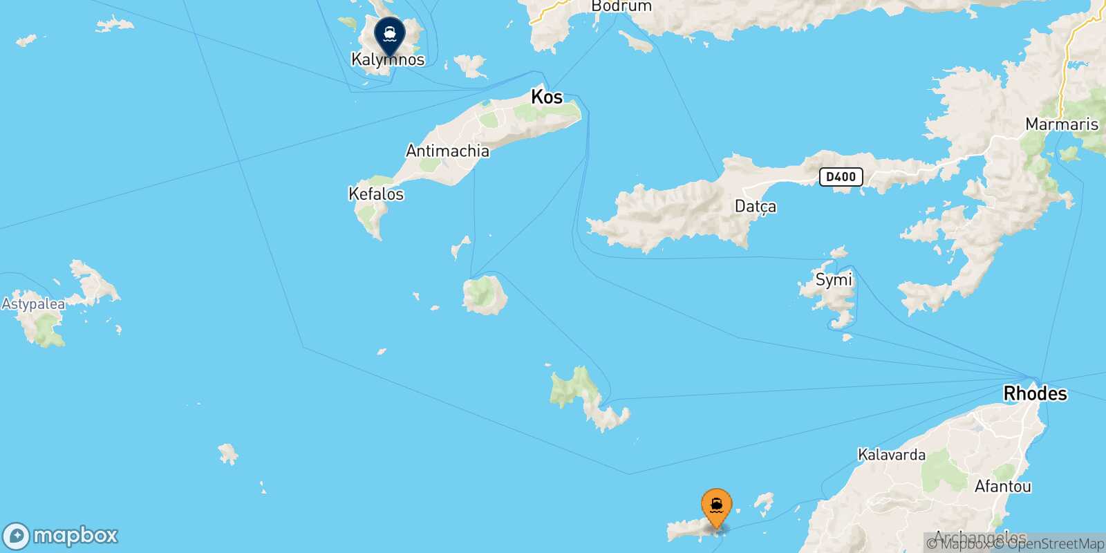 Mapa de la ruta Chalki Kalymnos