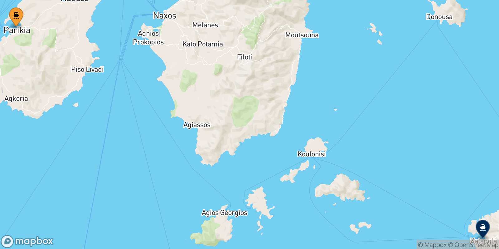 Mapa de la ruta Paros Katapola (Amorgos)