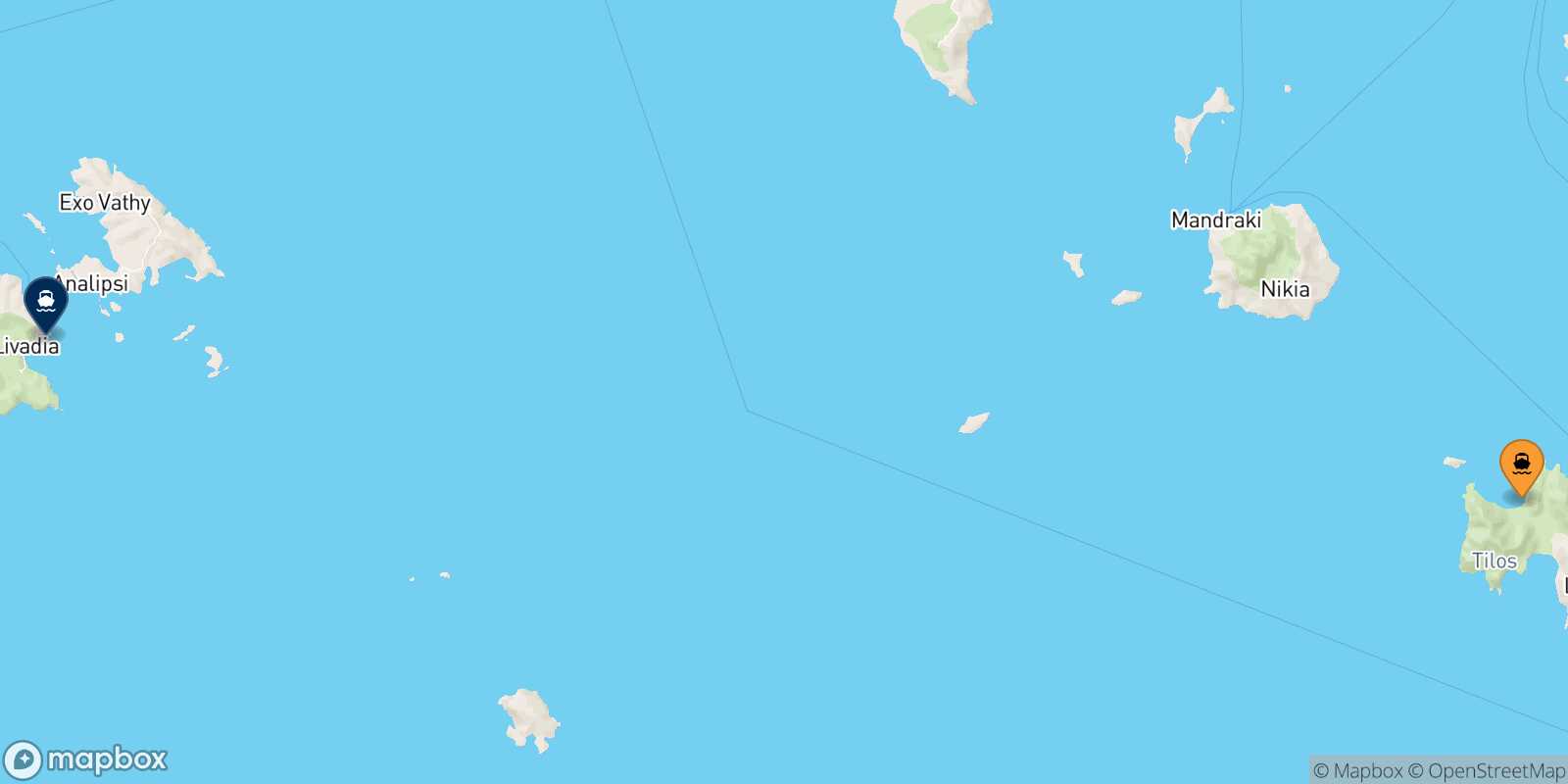 Mapa de la ruta Tilos Astipalea