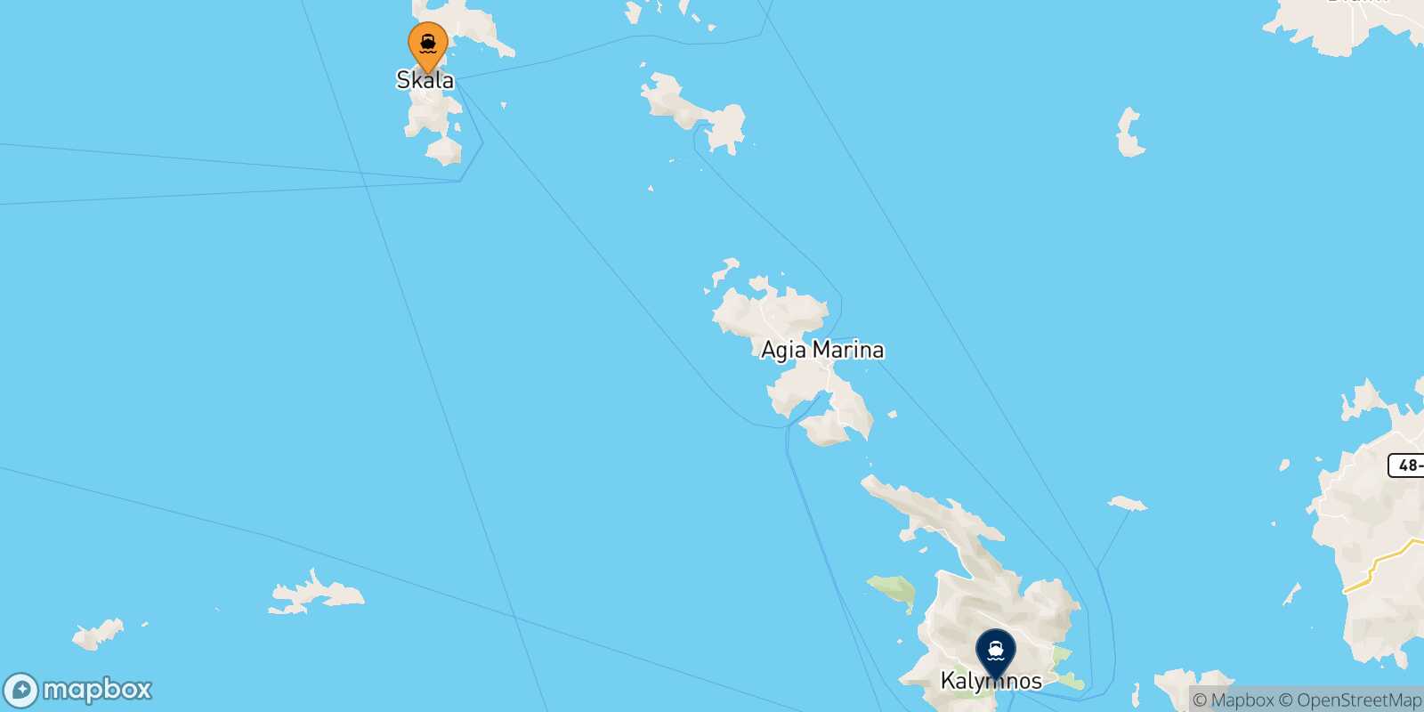 Mapa de la ruta Patmos Kalymnos