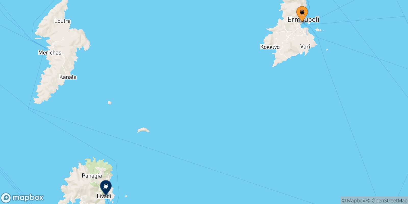 Mapa de la ruta Syros Serifos