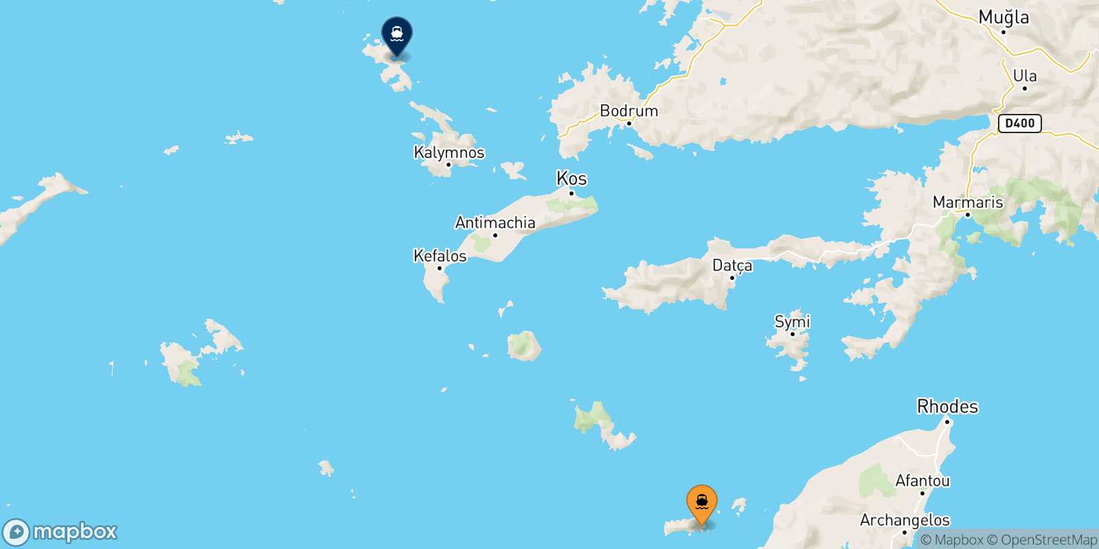 Mapa de la ruta Chalki Leros