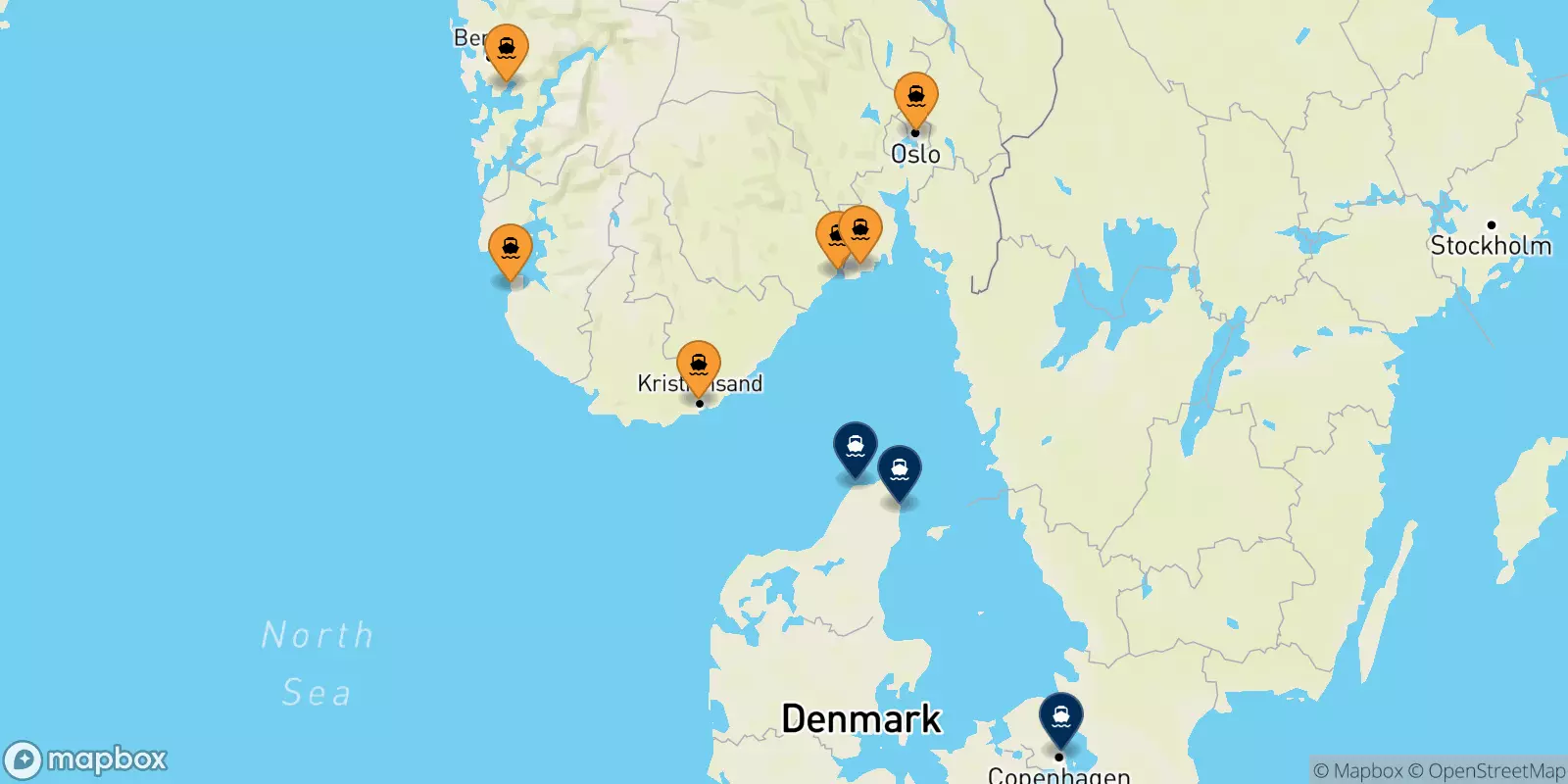 Ferries de Noruega a Dinamarca