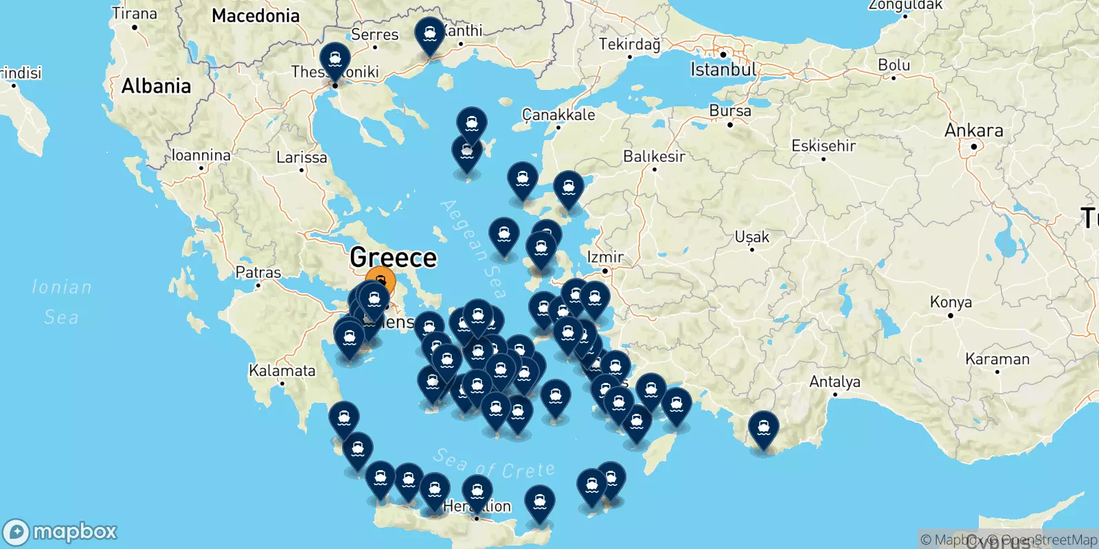 Ferries de El Pireo a Grecia