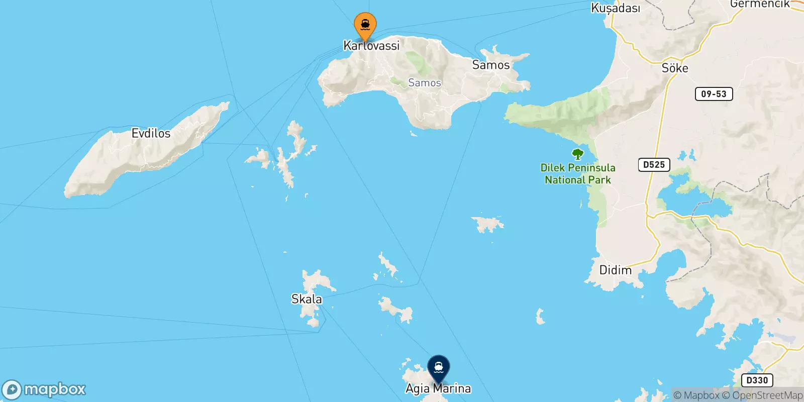 Ferries de Pythagorio (Samos) a Leros