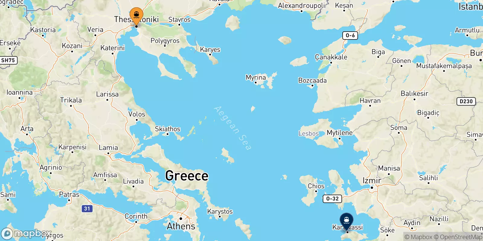 Ferries de Salónica a Karlovassi (Samos)