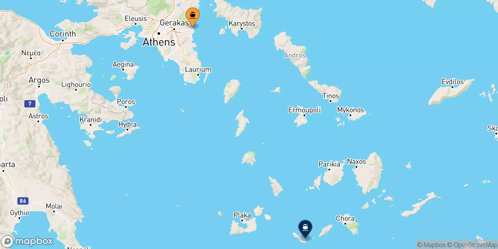 Ferries de Rafina a Folegandros