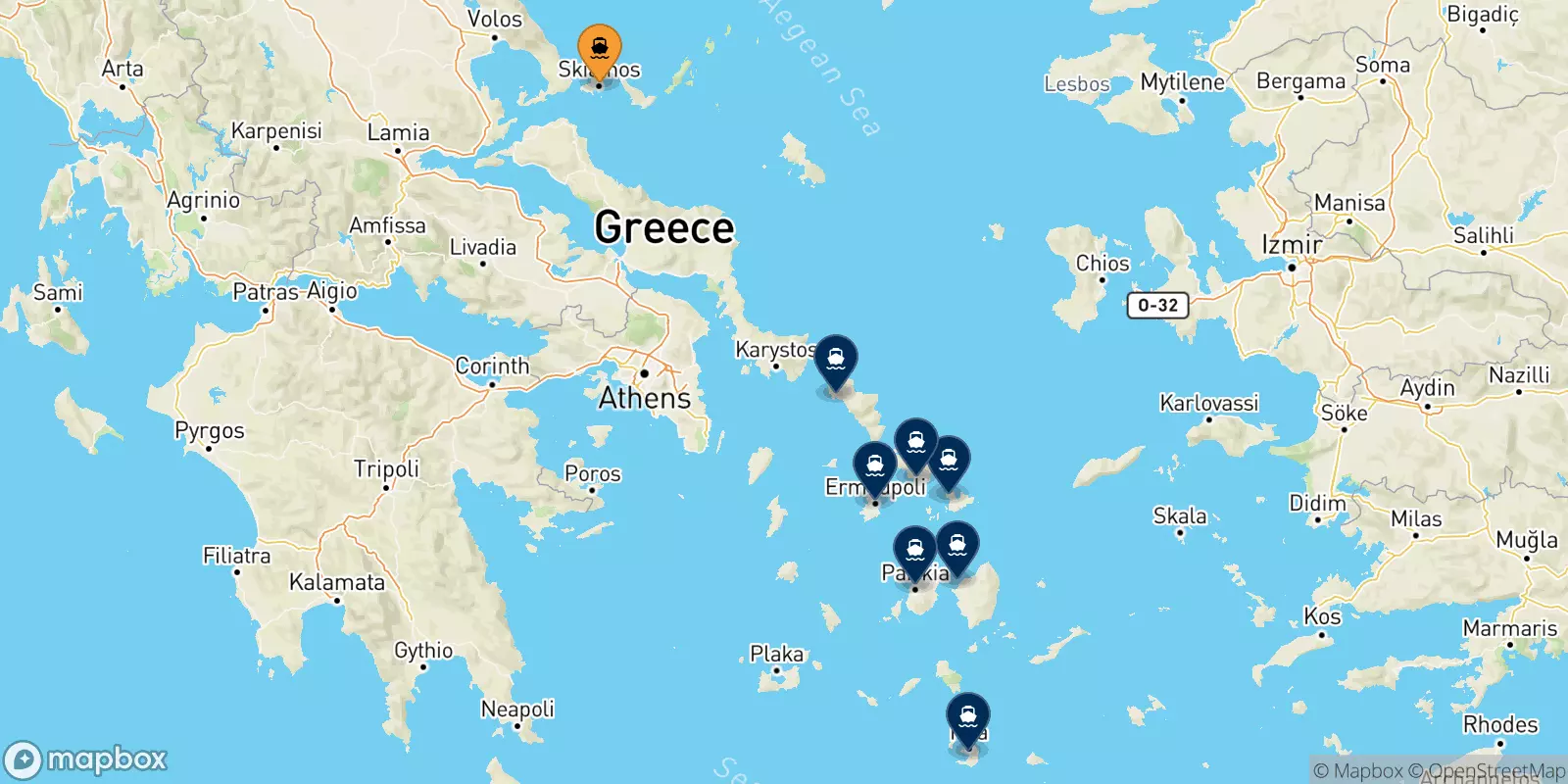 Ferries de Islas Espóradas a Las Cicladas