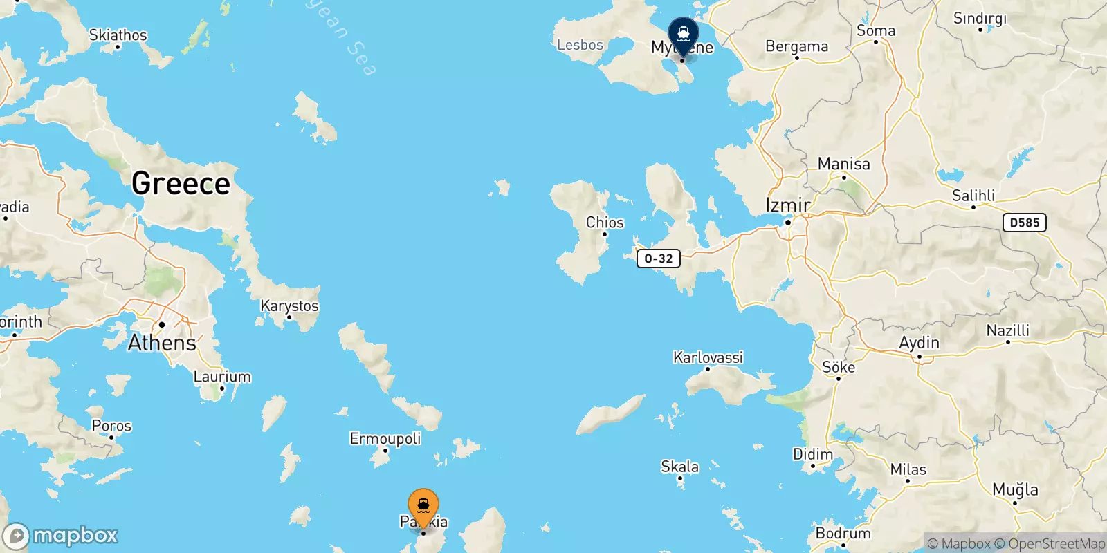 Ferries de Paros a Mytilene (Lesvos)